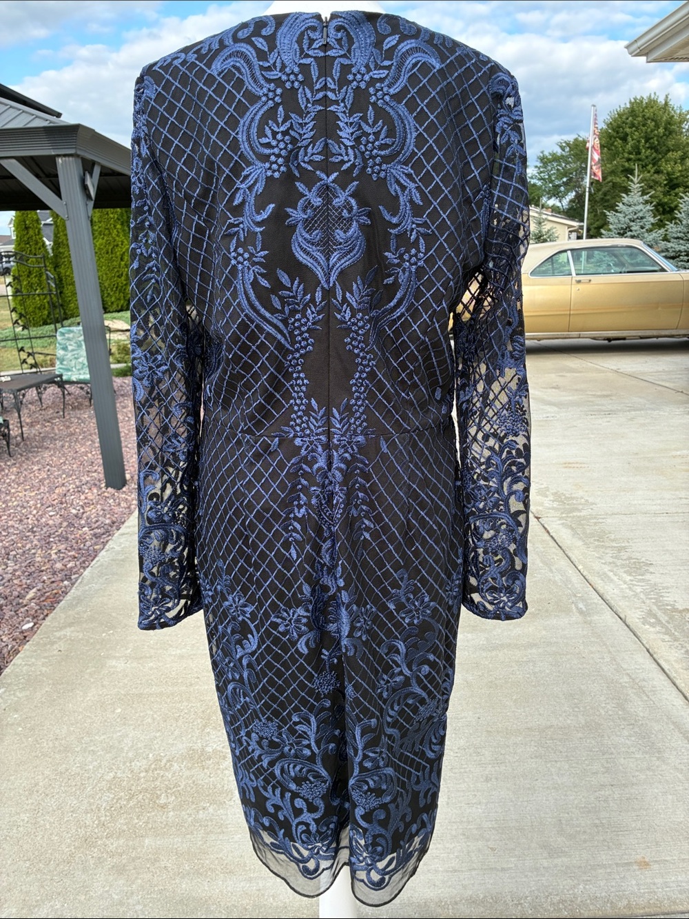 Donna Karan New York Black/Blue Lace Dress 12 - Picture 3 of 13